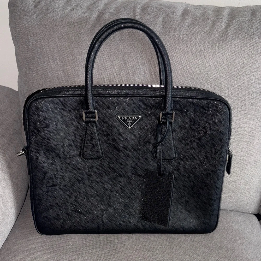 Prada Black Saffiano Leather Business Briefcase